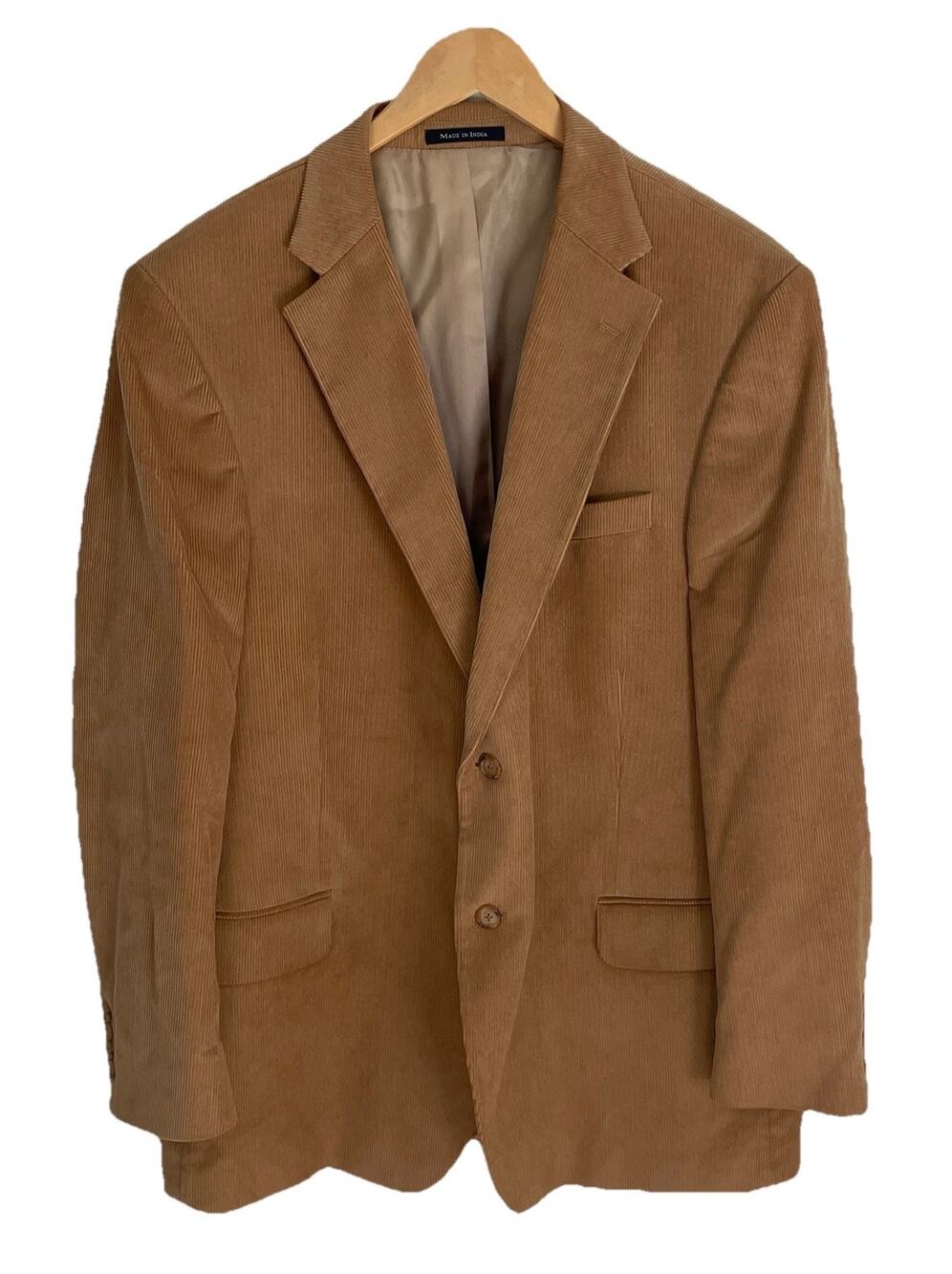 Lands End Size 46R Tan Corduroy 2 Button Jacket Sport Coat Blazer Preppy Ivy